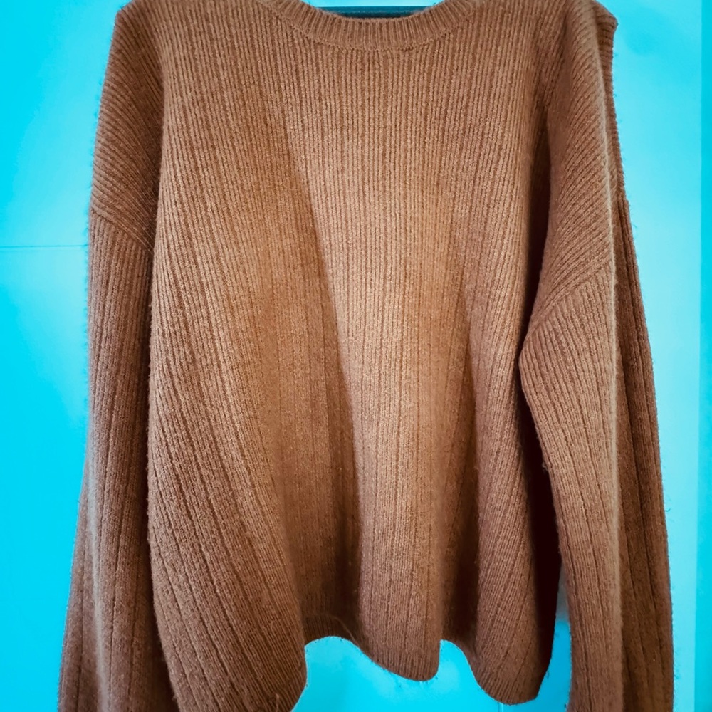 DKNY Ribbed Knit Sweater | Warm Cinnamon Brown | XL